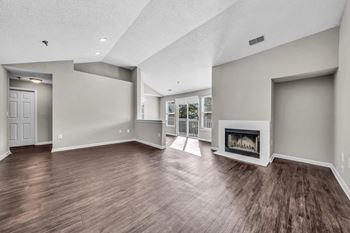 The living room has a fireplace 